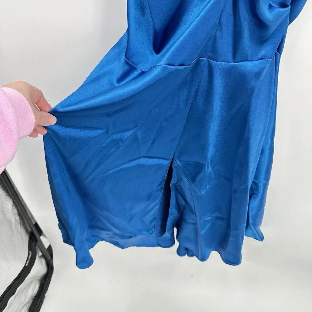 BLONDIE NITES maxi dress electric blue 7 vintage 2000s Y2K one shoulder prom - Picture 7 of 11